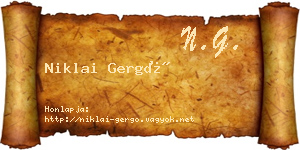 Niklai Gergő névjegykártya
